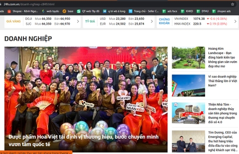 Các trang báo đưa tin về Dược Hoa Việt và sản phẩm của Hoa Việt