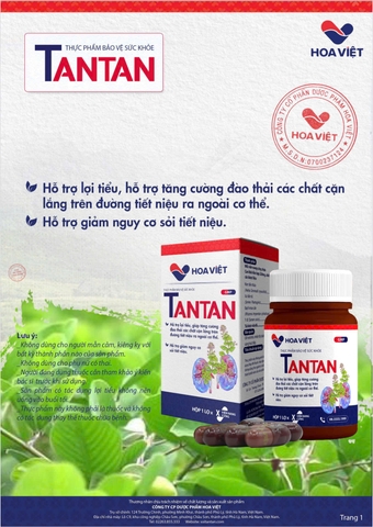 Thực phẩm bảo vệ sức khỏe Tan Tan _ Hỗ trợ giảm nguy cơ sỏi tiết niệu .