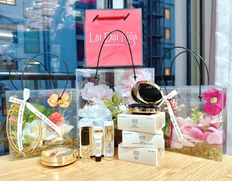 Sét Quà Cushion GUERLAIN: Cushion 00N + Kem Lót 5ml +Kem Nền 3ml + Dầu Dưỡng (5ml)