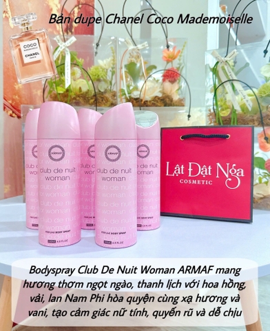 Xịt Thơm Toàn Thân Hương Nước Hoa Nữ Armaf Club De Nuit Woman 200ml