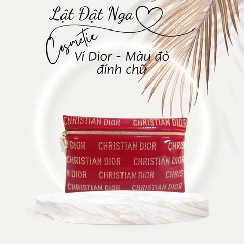 Ví Dior - Màu đỏ đính chữ