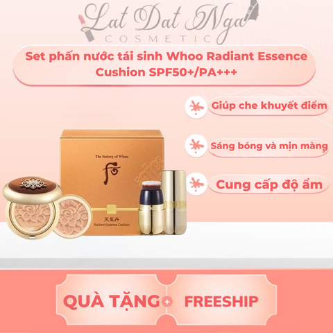 Set phấn nước tái sinh Whoo Radiant Essence Cushion SPF50+/PA+++