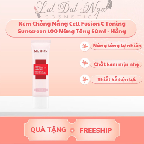 Kem Chống Nắng Cell Fusion C Toning Sunscreen 100 Nâng Tông 50ml - Hồng