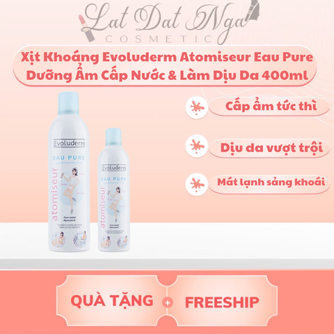 Xịt Khoáng Evoluderm Atomiseur Eau Pure Dưỡng Ẩm Cấp Nước & Làm Dịu Da 400ml