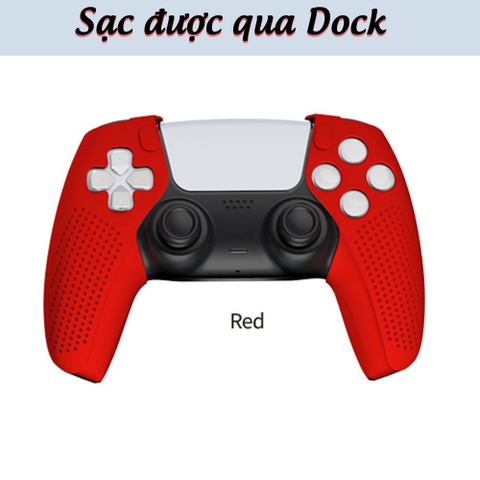 Bọc silicone tay cầm PS5 Dualsense, ốp silicone tay cầm PS5 chính hãng Dobe 2 mảnh không cấn dock