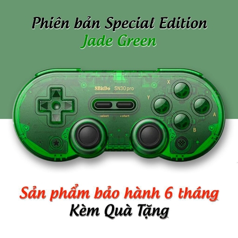 Tay cầm chơi game bluetooth 8Bitdo SN30 Pro Jade Green - Dùng cho Nintendo Switch, Windows, Điện Thoại