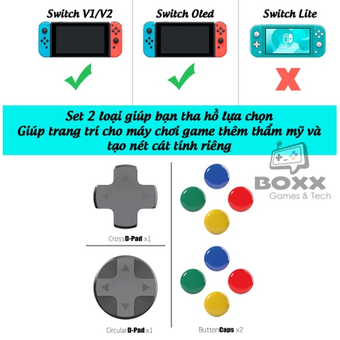 Nút dán trang trí cho máy Nintendo Switch chính hãng Skull & Co, Skull & Co D-Pad Button Cap