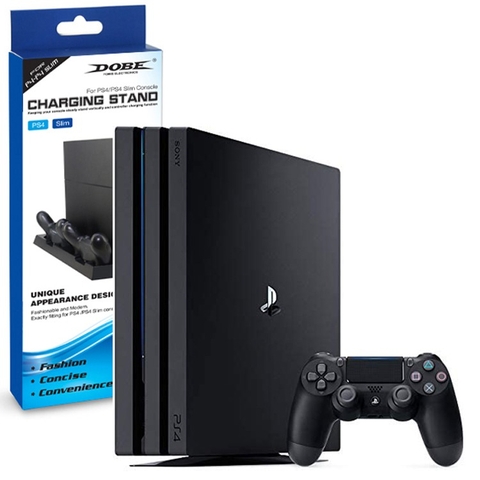 Đế tản nhiệt cho máy PS4 Slim/Pro kèm dock sạc tay cầm, đế đứng làm mát cho máy PS4