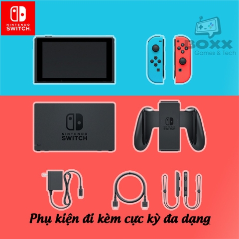 Máy Nintendo Switch V2 Neon Blue và Neon Red Joy‑Con bảo hành 12 tháng kèm quà tặng