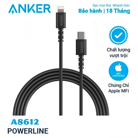 Dây Cáp Sạc IP, Type C Anker PowerLine+ II 0.9m Model : A8163, A8432 - Dùng cho IP, Tablet, Samsung
