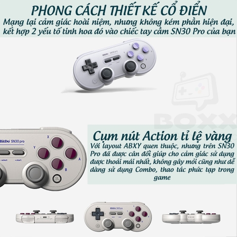Tay cầm chơi game bluetooth 8Bitdo SN30 Pro Classic cho Nintendo Switch, Windows, Điện thoại