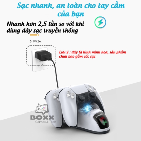 Đế sạc tay cầm PS5 DualSense PlayStation 5, Dock sạc nhanh cho tay cầm PS5