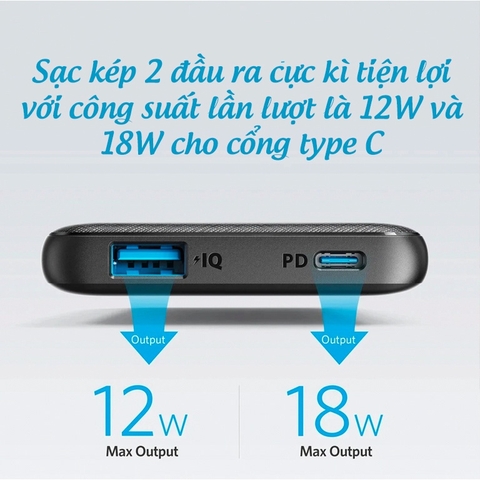 Pin dự phòng Anker PowerCore III Sense 10K A1231 PD 18W