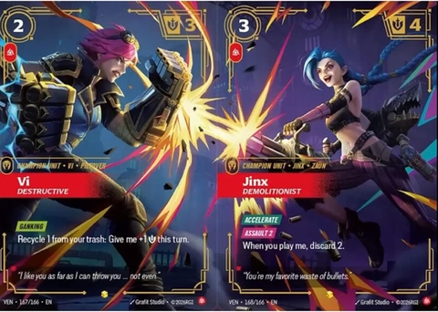 Các lá bài Champion và foil trong Riftbound TCG Vendetta