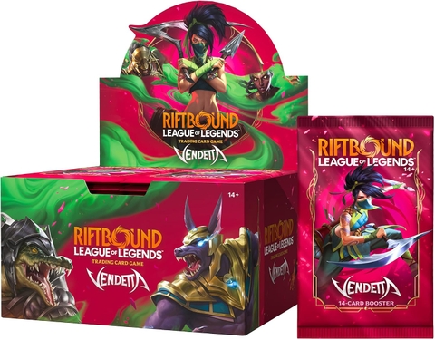 Mặt trước hộp Riftbound Vendetta Booster Box nguyên seal