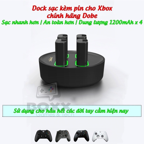 Pin sạc cho tay cầm Xbox One S, Xbox Series X bộ 4 viên pin 1200mAh kèm dock sạc