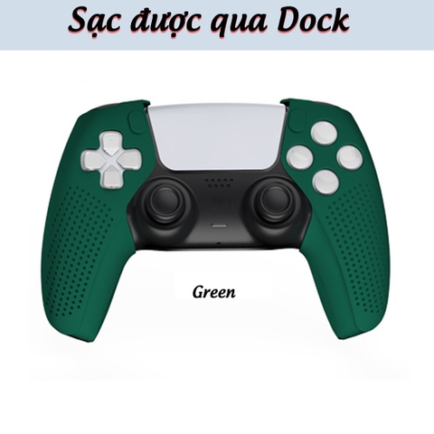 Bọc silicone tay cầm PS5 Dualsense, ốp silicone tay cầm PS5 chính hãng Dobe 2 mảnh không cấn dock