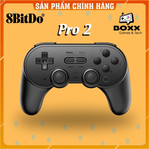 Tay cầm chơi game Bluetooth 8Bitdo Pro 2 Black cho Nintendo Switch, Windows, Mac, Điện thoại