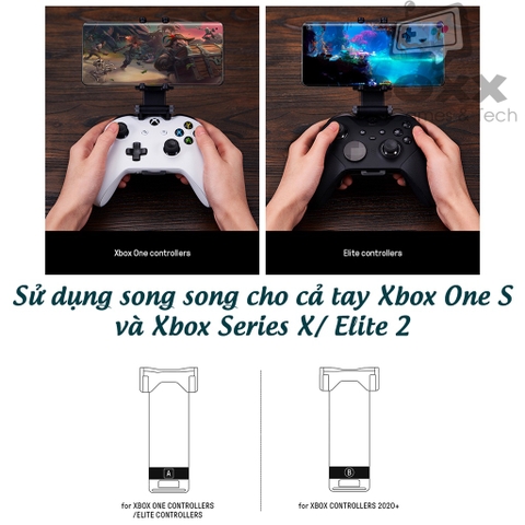 Kẹp điện thoại cho tay cầm xbox one s, xbox series x, xbox Elite, kẹp tay cầm chính hãng 8bitdo