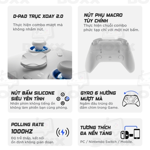 Tay Cầm Flydigi Direwolf 4 Polling Rate 1000Hz, Hall Effect, Joystick Tùy Chỉnh Lực cho Nintendo Switch, PC, Laptop