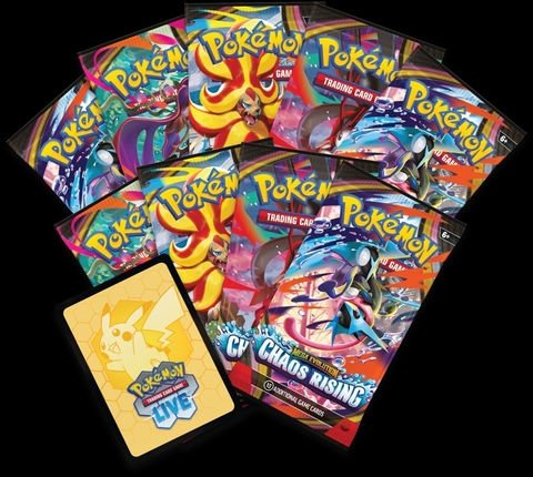 Elite Trainer Box Pokemon TCG Chaos Rising mở pack săn thẻ hiếm