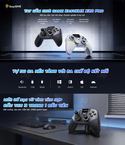 Banner giới thiệu tính năng tay cầm EasySMX X20 Pro Wireless Gaming Controller