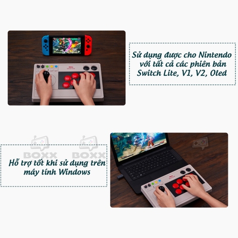 Bàn chơi game 8Bitdo Arcade Stick cho Nintendo Switch, Windows, Android