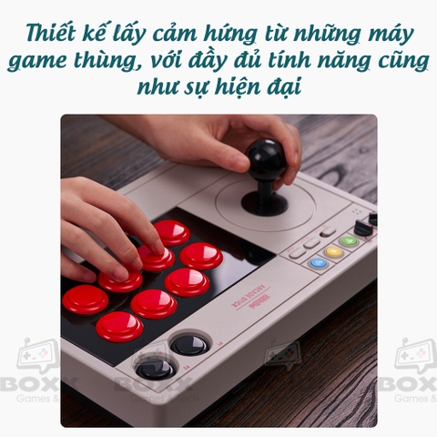 8bitdo arcade stick thiết kế retro pin sạc tiện lợi