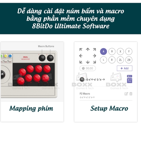 Bàn chơi game 8Bitdo Arcade Stick cho Nintendo Switch, Windows, Android