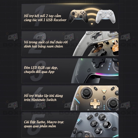 Tay cầm chơi game MACHENIKE G5 Pro Phím cơ, Hall Effect, Macro cho Nintendo Switch, PC, Laptop, Steam Deck