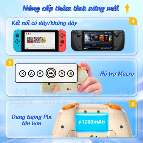 Tay cầm chơi game IINE Aurora Wireless nút bấm cơ cho Nintendo Switch