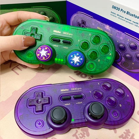 Tay cầm chơi game bluetooth 8Bitdo SN30 Pro Crystal Purple -  Nintendo Switch, Windows, Điện Thoại