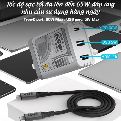 Bộ Sạc + Dock chuyển HDMI Video cho Nintendo Switch, Steam Deck chính hãng IINE