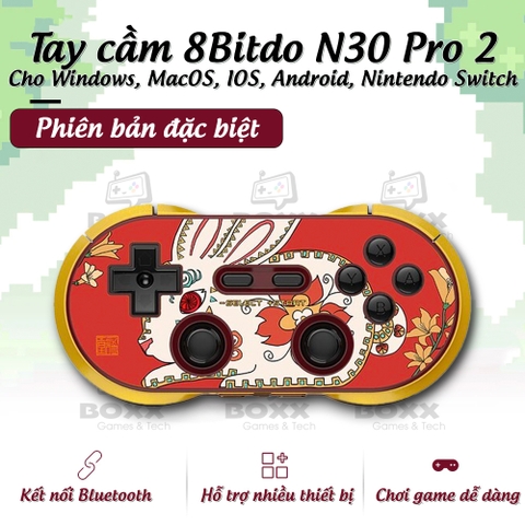 Tay cầm chơi game 8Bitdo N30 Pro 2 Year Of The Rabbit cho Nintendo Switch, Máy Tính, Điện Thoại