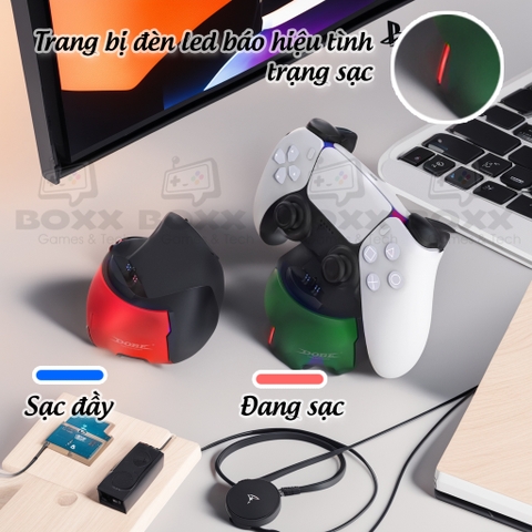 Dock sạc tay cầm PS5 DualSense PlayStation 5, Đế sạc tay cầm PS5 có đèn Led