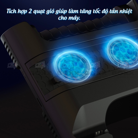 Đế tản nhiệt cho máy PS4 Slim/Pro kèm dock sạc tay cầm, đế đứng làm mát cho máy PS4