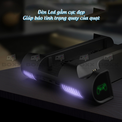 Đế tản nhiệt cho máy PS4 Slim/Pro kèm dock sạc tay cầm, đế đứng làm mát cho máy PS4