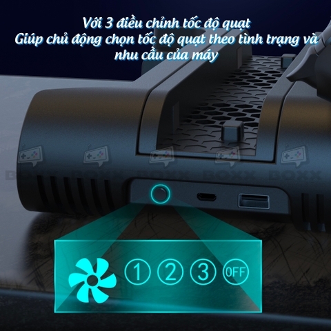 Đế tản nhiệt cho máy PS4 Slim/Pro kèm dock sạc tay cầm, đế đứng làm mát cho máy PS4