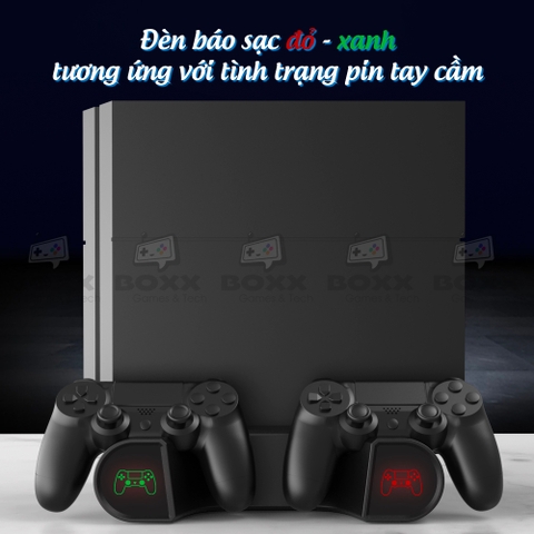 Đế tản nhiệt cho máy PS4 Slim/Pro kèm dock sạc tay cầm, đế đứng làm mát cho máy PS4