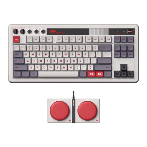 Bàn Phím Cơ 8BitDo Retro Mechanical Keyboard có Bluetooth/2.4G/USB-C, Hot Swap, Aluminum Plate