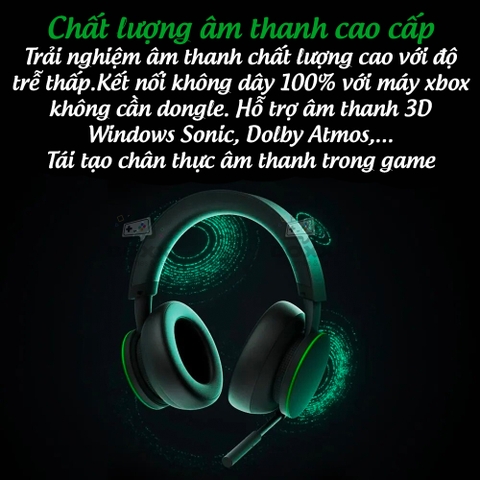 Tai Nghe Xbox Wireless Headset cho Xbox Series X, Xbox One S, Windows, Điện Thoại