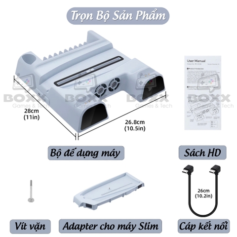 Đế tản nhiệt cho máy PS5 kèm dock sạc tay cầm, đế đứng làm mát cho máy PS5