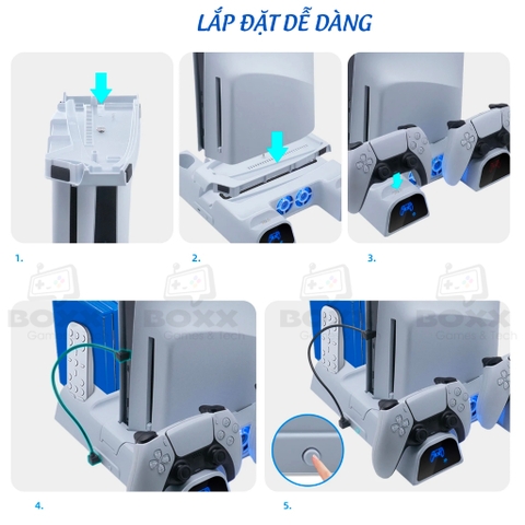 Đế tản nhiệt cho máy PS5 kèm dock sạc tay cầm, đế đứng làm mát cho máy PS5