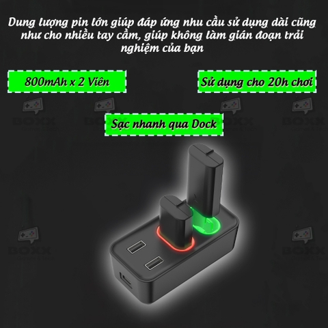 Pin sạc cho tay cầm Xbox One S, Xbox Series X bộ 2 viên pin 800mAh kèm dock sạc chính hãng Dobe