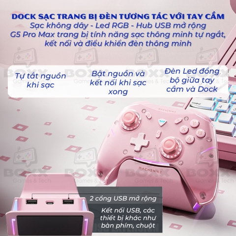 Tay cầm MACHENIKE G5 Pro Max Phím cơ, Analog Hall Effect, Macro kèm Dock Sạc cho Nintendo Switch, PC, Laptop, Steam Deck