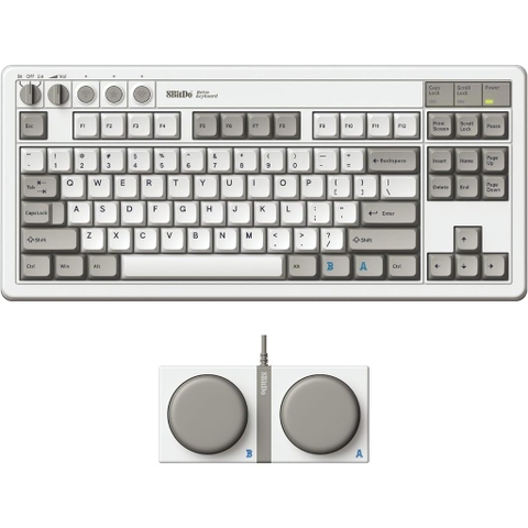 Bàn Phím Cơ 8BitDo Retro Mechanical Keyboard có Bluetooth/2.4G/USB-C, Hot Swap, Aluminum Plate