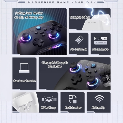 Tay cầm MACHENIKE Machenike G3 V2 Kèm Dock Sạc cho PC, Laptop, Steam Deck, Nintendo Switch