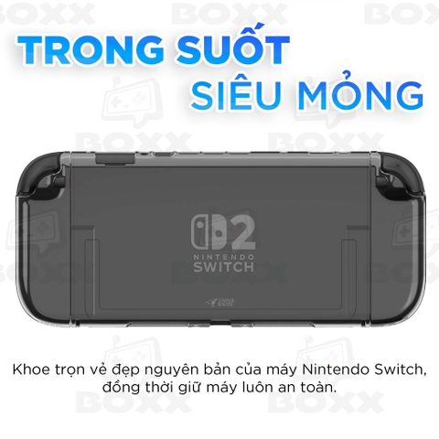 Case trong suốt chính hãng Skull & Co cho Nintendo Switch 2, Ốp trong suốt cho Nintendo Switch 2