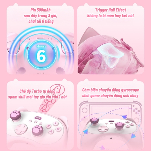 Tay cầm IINE Meow Kitten Controller kèm dock sạc cho Nintendo Switch, Máy Tính