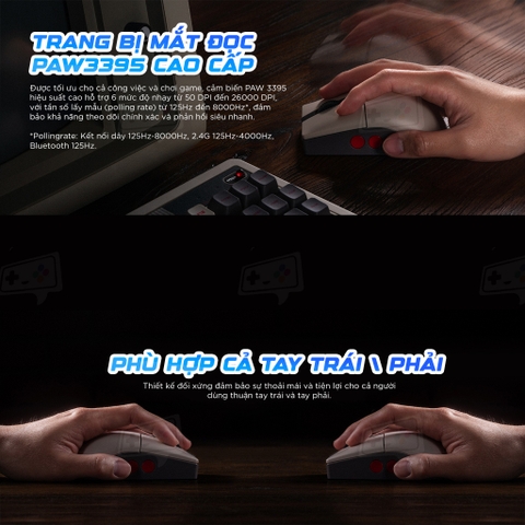 Chuột không dây 8BitDo Retro R8 Mouse - N Edition Wireless 4K Polling Rate kèm dock sạc